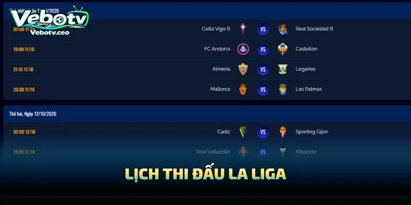 Lịch Thi Đấu La Liga